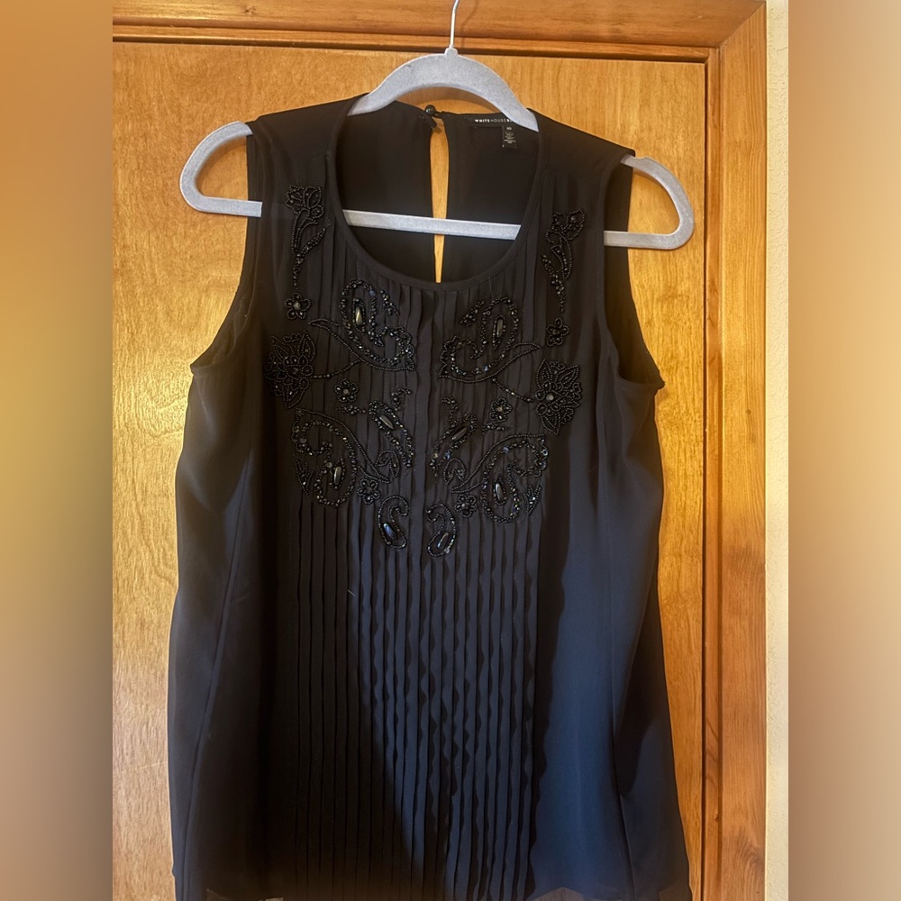 White House Black Market Black Embellished Tank Top - Picture 2 of 7